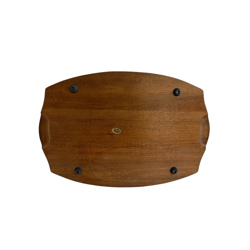 Vintage 1970s Gail Craft Wood Cheese Board Charcuterie Tray‎ Floral Tile MCM